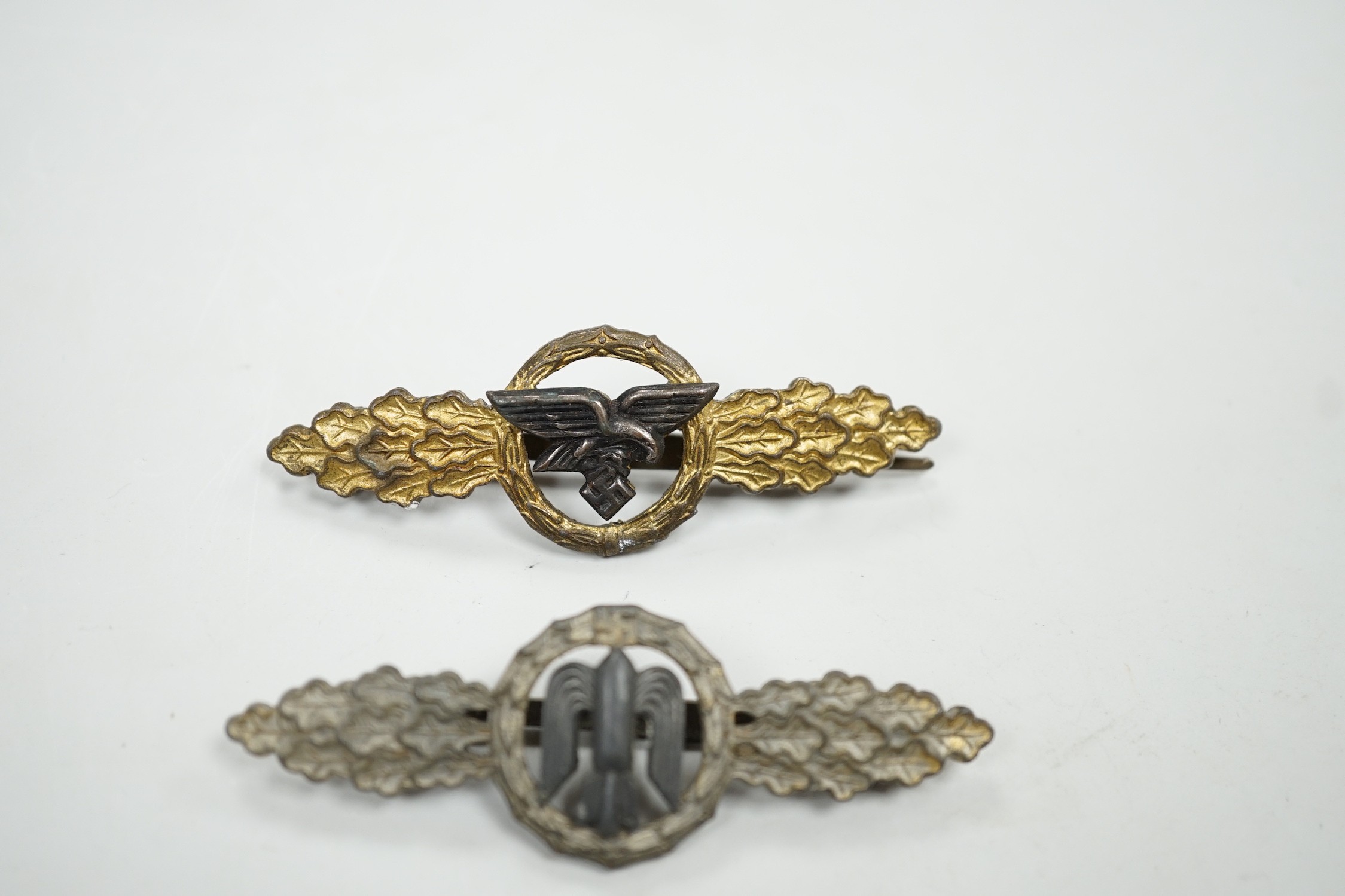 A World War II Third Reich Luftwaffe bomber clasp and a Luftwaffe transport clasp